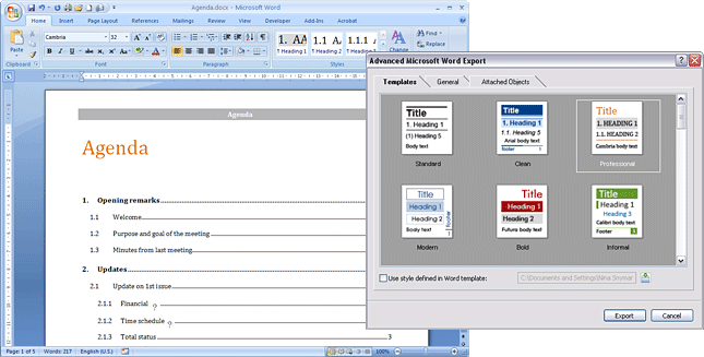 Mind Mapping software , Microsoft Word export